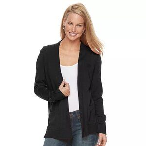 Croft & Barrow Black Women's Open-Front Cardigan | Plus Size 2X